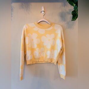 DREAMERS Yellow Floral Cropped Sweater